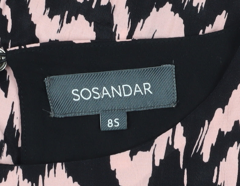 Sosandar Women's Animal Print Shift Dress, Size 8, Black/Pink
