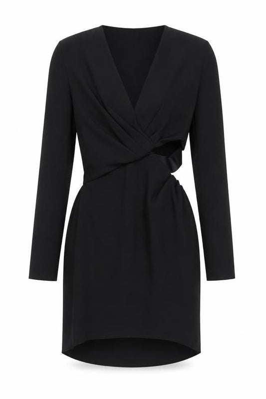 Zara Women's Black Bodycon Dress - M V-Neck Party