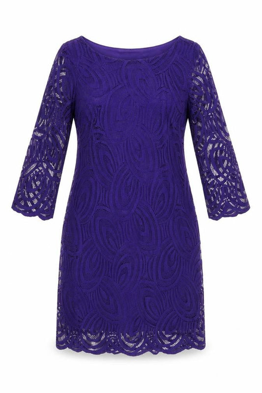 Wallis Women's Purple Lace 3/4 Sleeve Dress Size 8