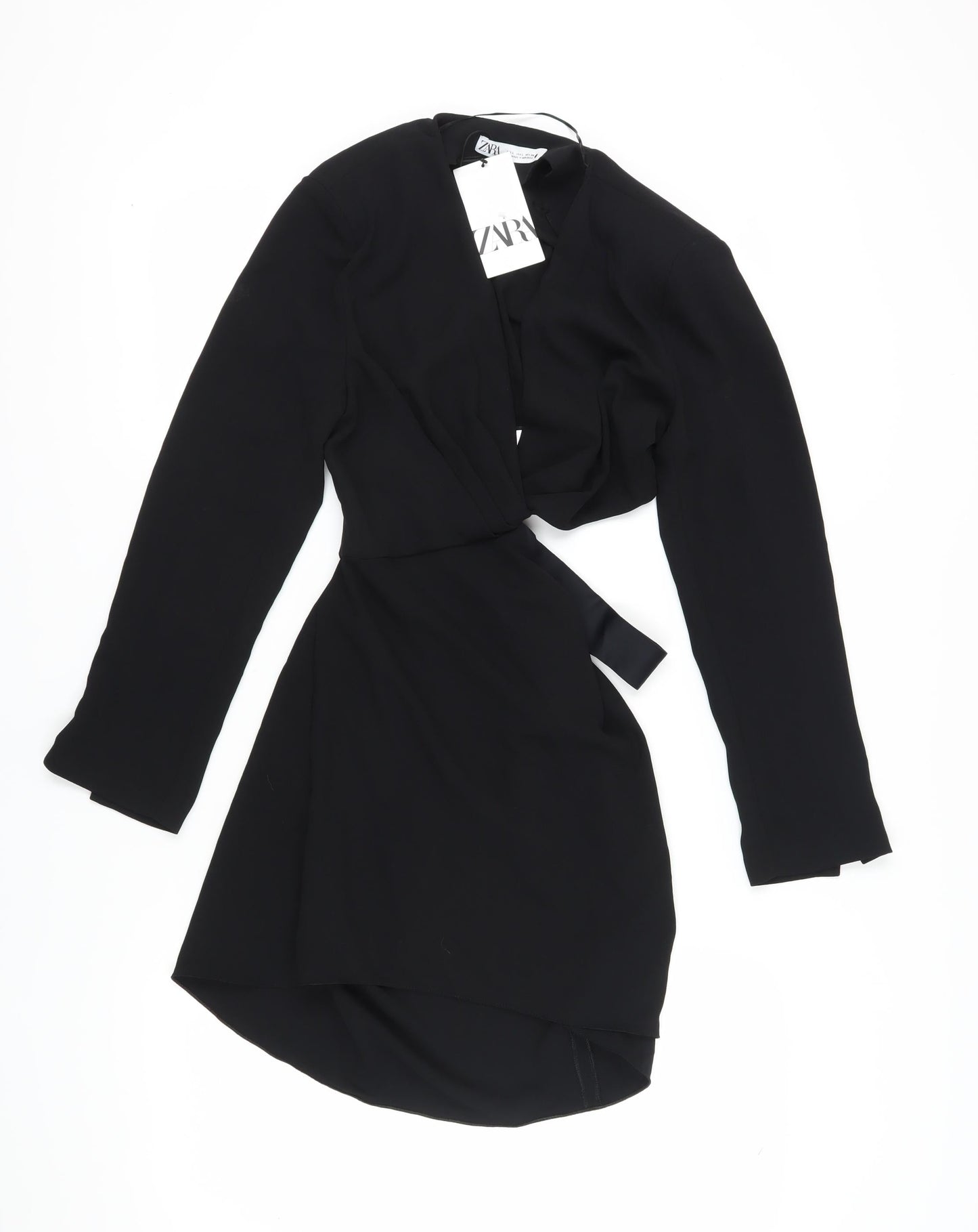 Zara Women's Black Wrap Dress, Size 14, Party Ready