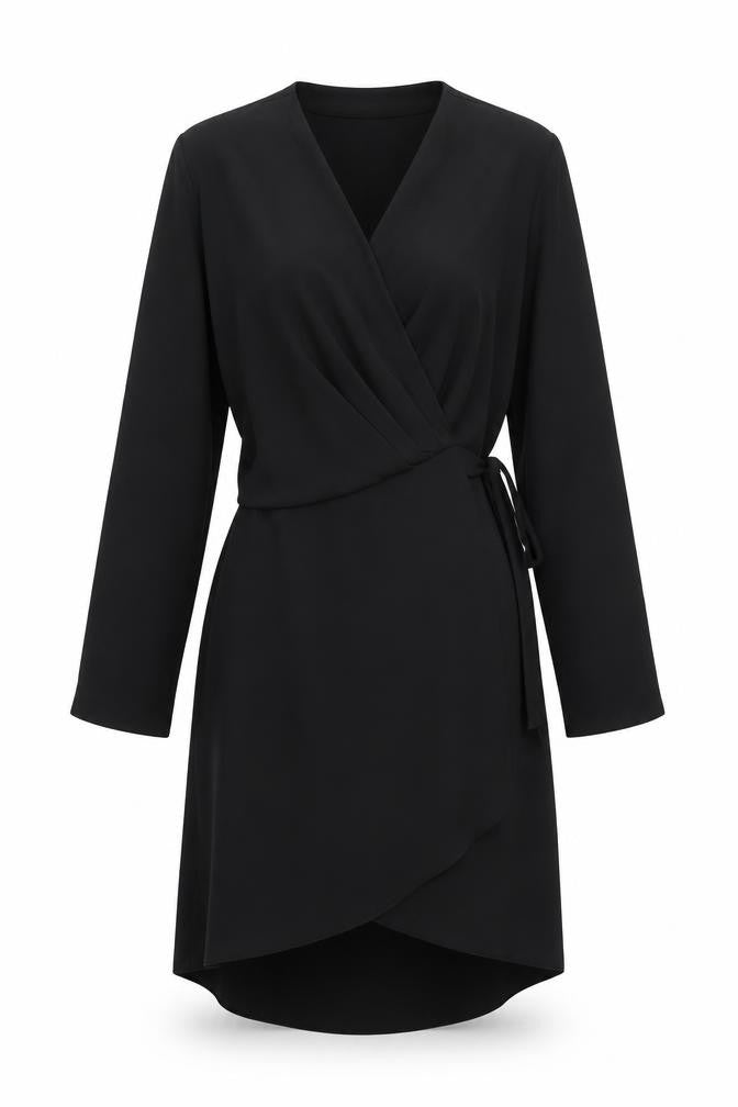 Zara Women's Black Wrap Dress, Size 14, Party Ready