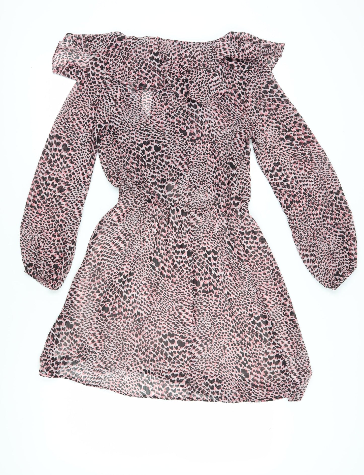 Topshop Women’s Pink Animal Wrap Dress Size 10