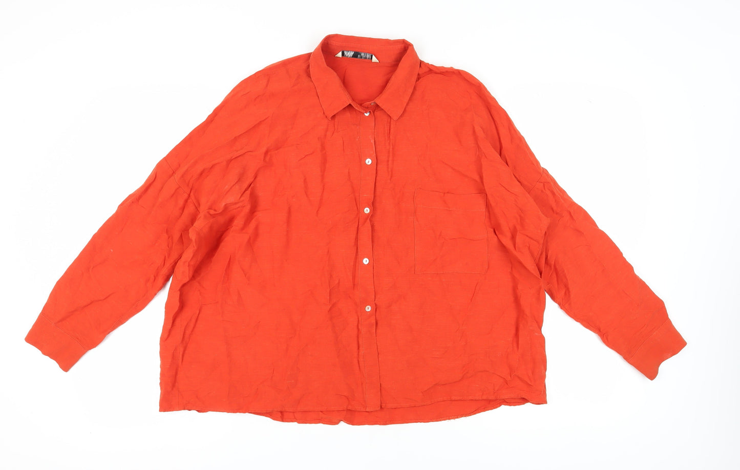 Zara Women's Orange Button-Up Shirt - Size 10