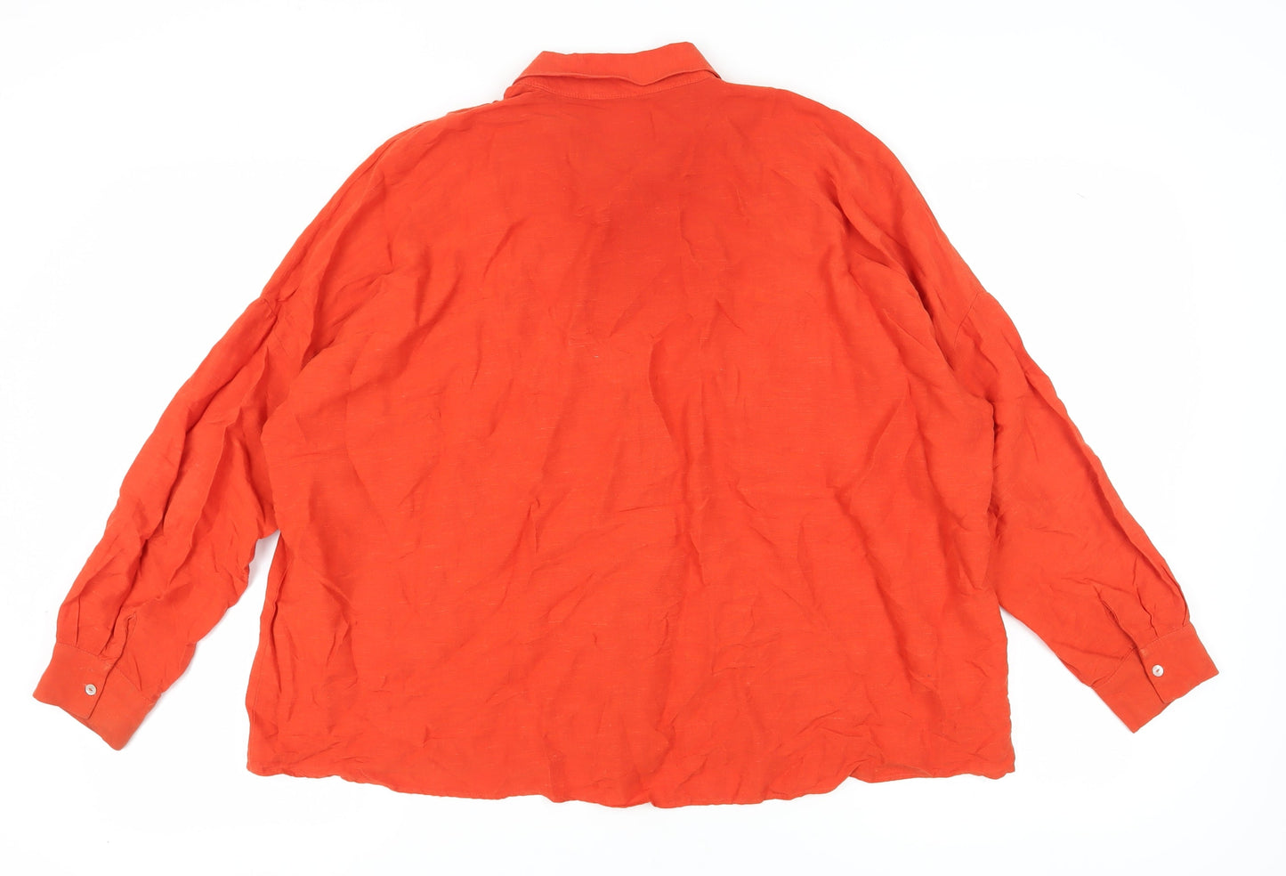 Zara Women's Orange Button-Up Shirt - Size 10