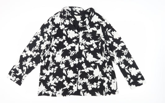 Marks and Spencer Black Floral Pyjama Top - Size L