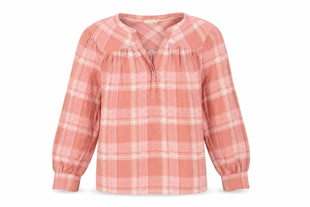 Fat Face Women's Pink Plaid Tunic Blouse Size 8
