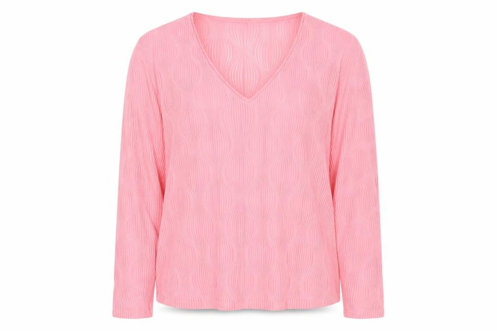 Zara Women's Pink V-Neck Long Sleeve Blouse