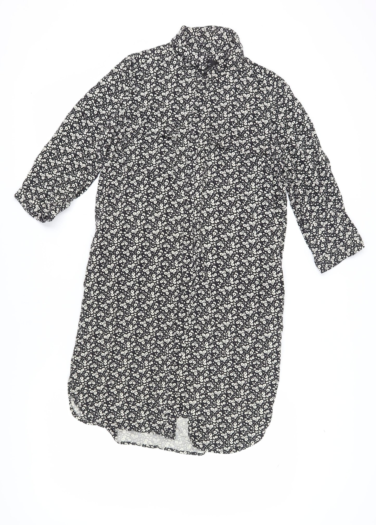 Next Women's Black Floral Shirt Dress Size 10