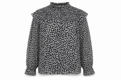 Warehouse Women's Black Floral Tunic Blouse Size 16