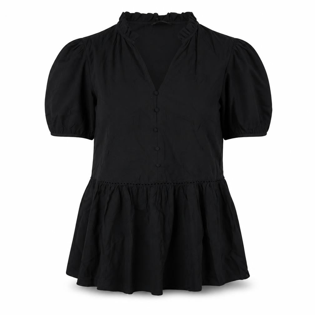 Zara Women's Black XS Puff Sleeve V-Neck Dress