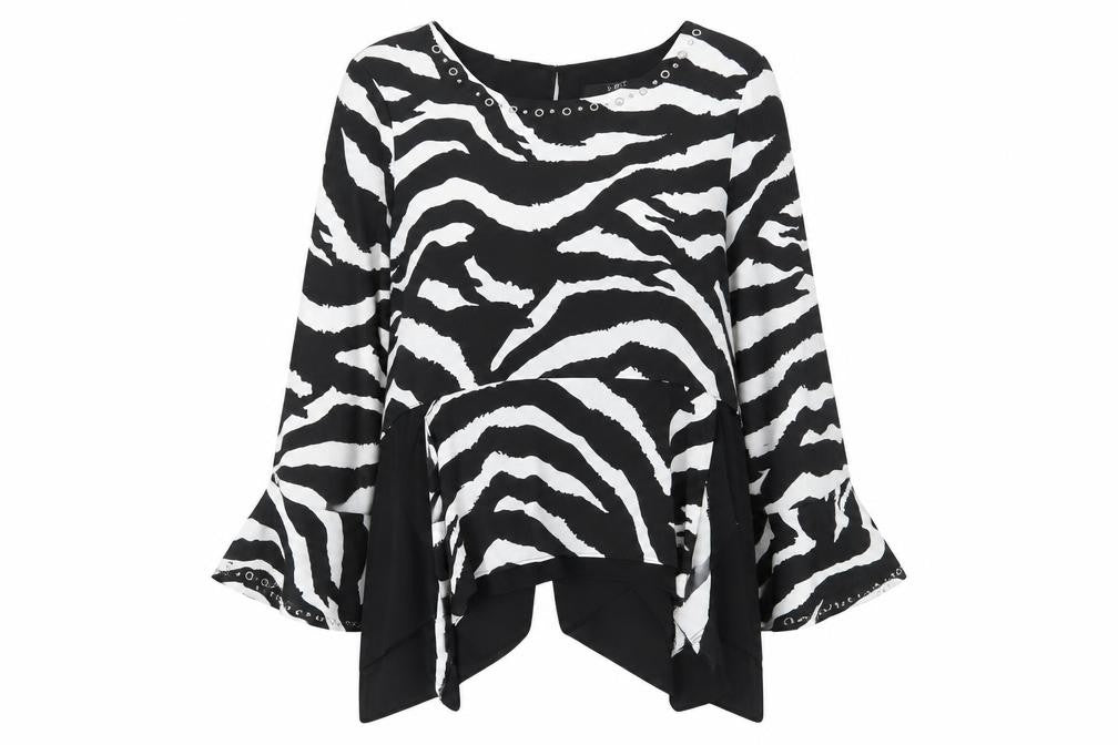 Star by Julien Macdonald Women's Black Zebra Blouse