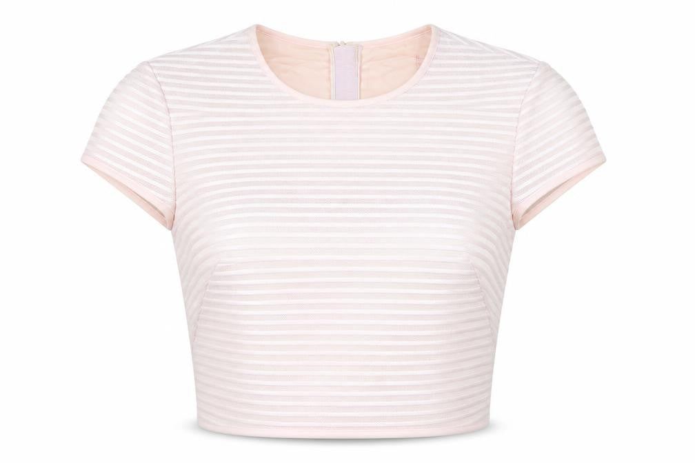 Ted Baker Women's Pink Cropped Striped T-Shirt - Size 6