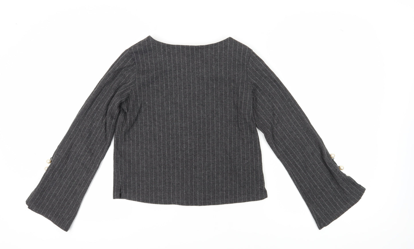 River Island Women's Grey Striped Top Size 10