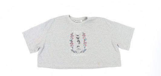 Silkroad Women's Grey Cropped T-Shirt Size 14