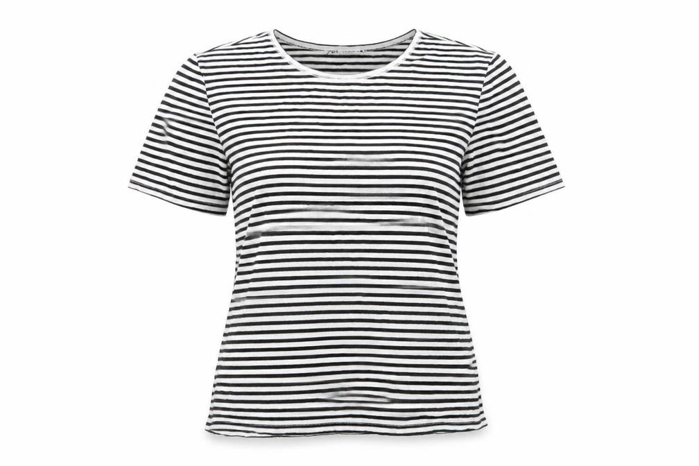 ZARA Women's M Striped T-Shirt in Black