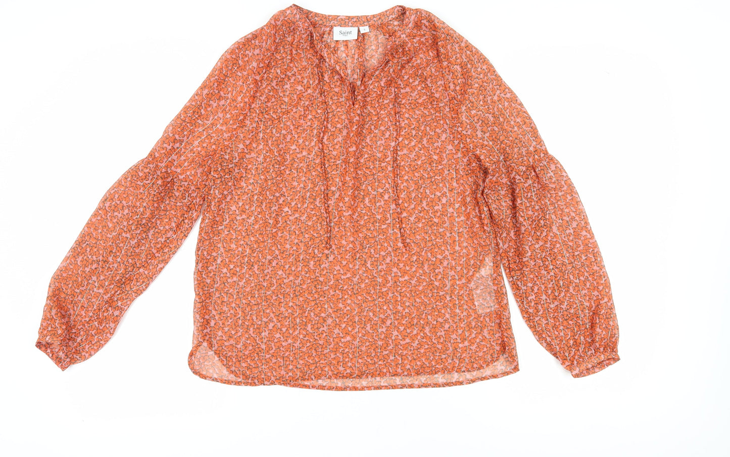 Saint Tropez Women's Orange Floral Blouse Tunic S