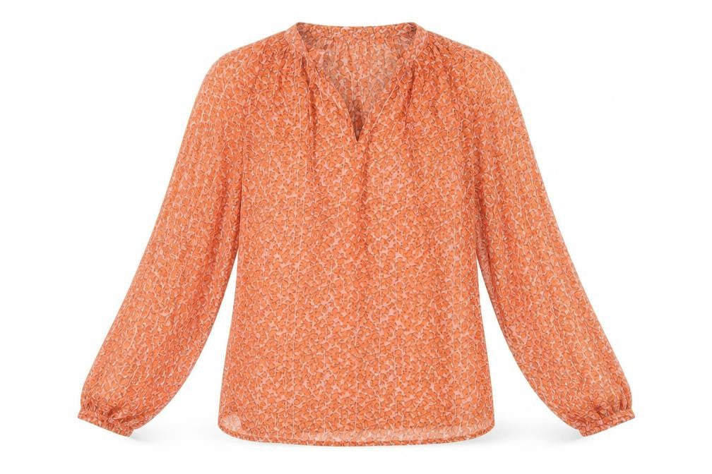 Saint Tropez Women's Orange Floral Blouse Tunic S