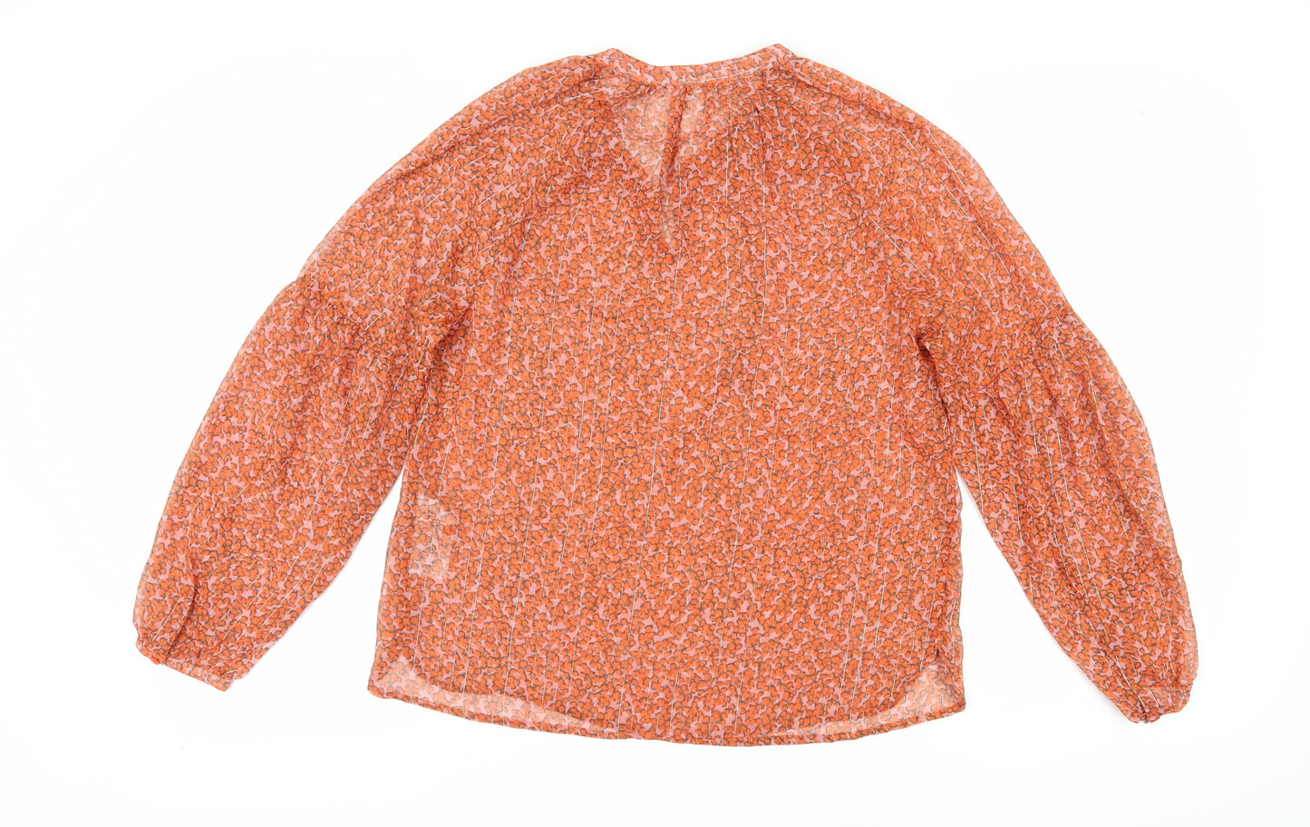 Saint Tropez Women's Orange Floral Blouse Tunic S