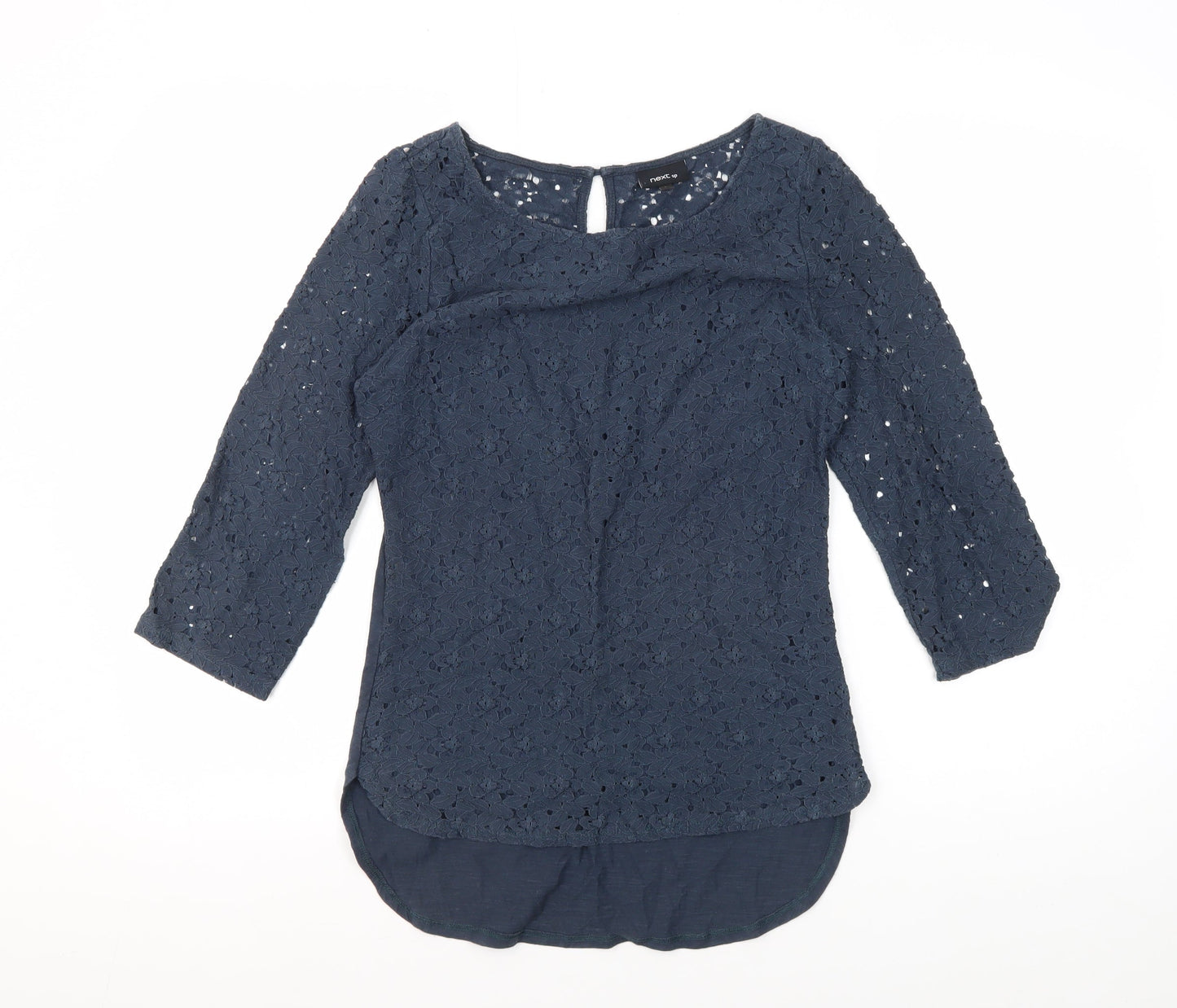 Next Women's Blue Lace Blouse, Size 6, 3/4 Sleeve