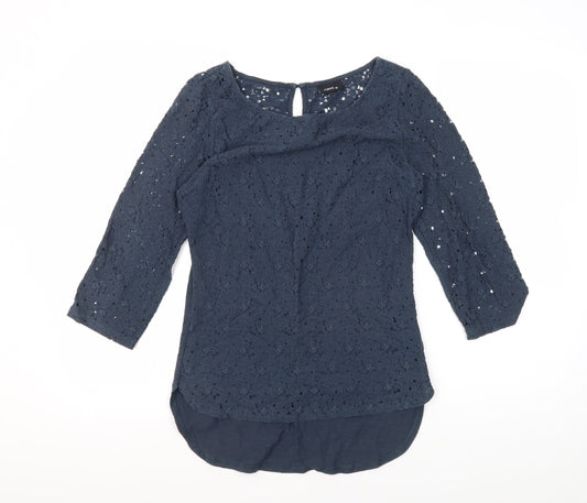Next Women's Blue Lace Blouse, Size 6, 3/4 Sleeve