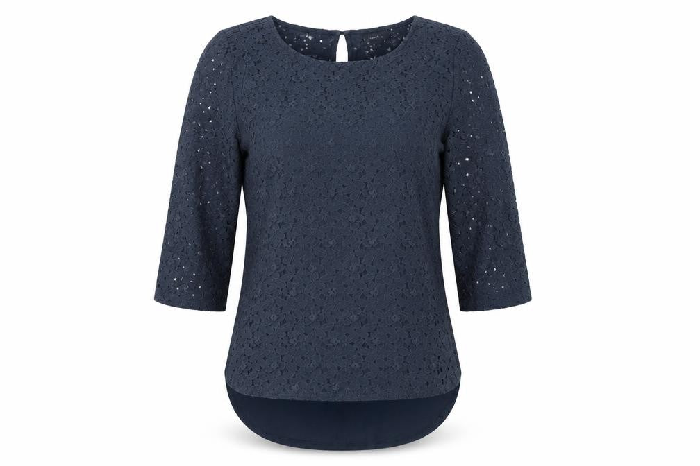 Next Women's Blue Lace Blouse, Size 6, 3/4 Sleeve