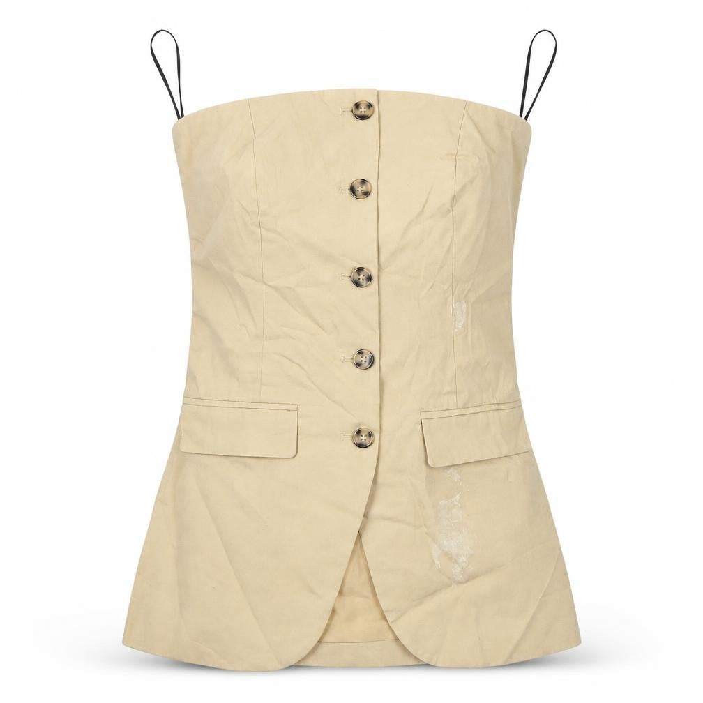 H&M Women's Beige Button-Up Sleeveless Top XS