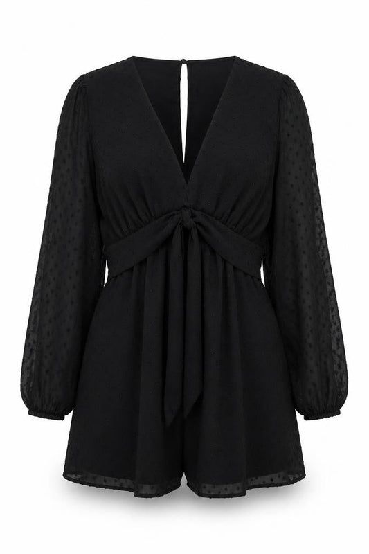 Zara Women's Black Playsuit, Size 8 - Stylish V-Neck Party