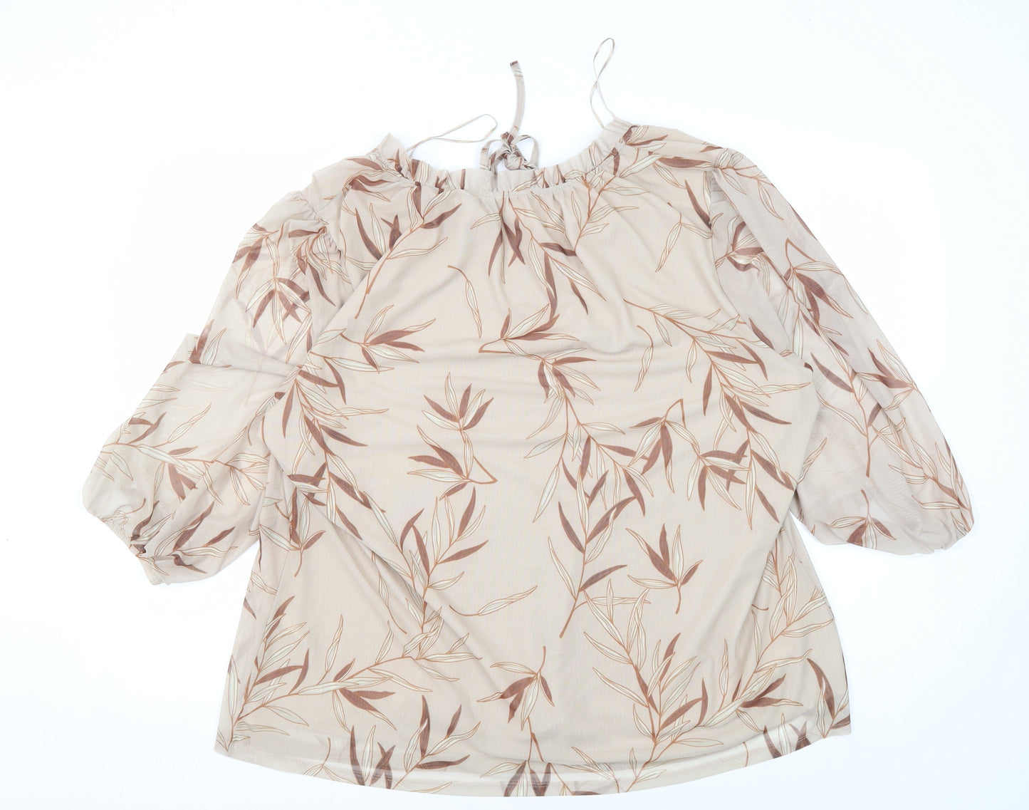 Bonmarché Women's Beige Floral Tunic Blouse Size 22