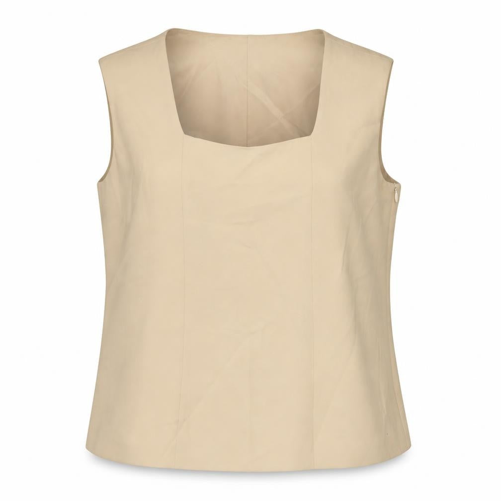 Delmod Women's Beige Square Neck Sleeveless Blouse Size 16