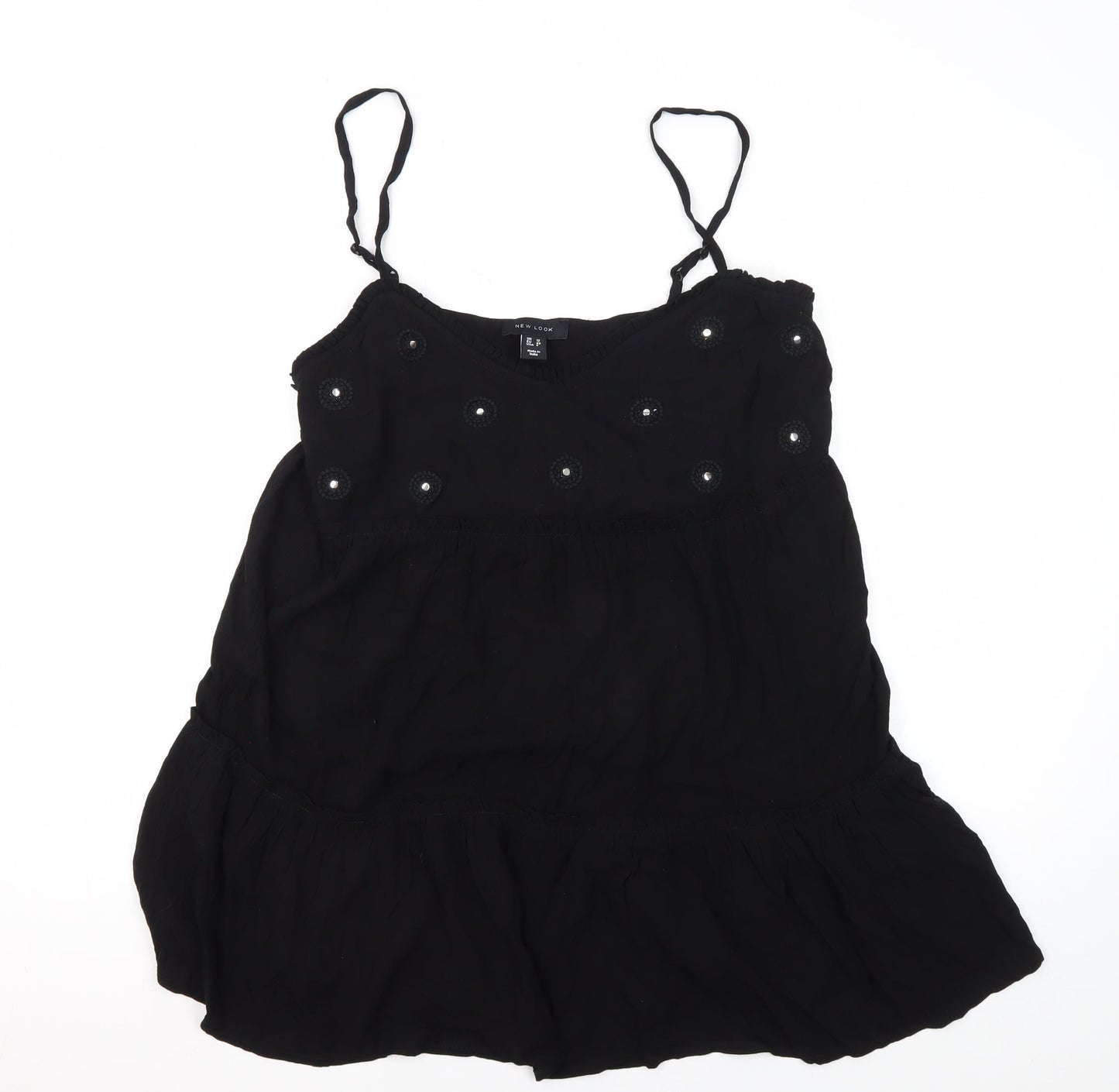 New Look Women's Black Camisole Size 12 Embroidered