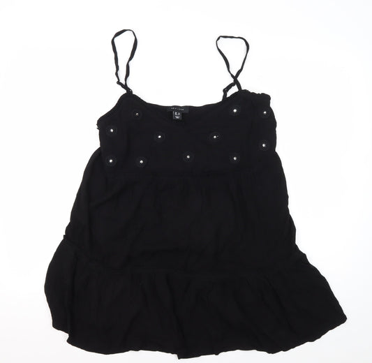 New Look Women's Black Camisole Size 12 Embroidered