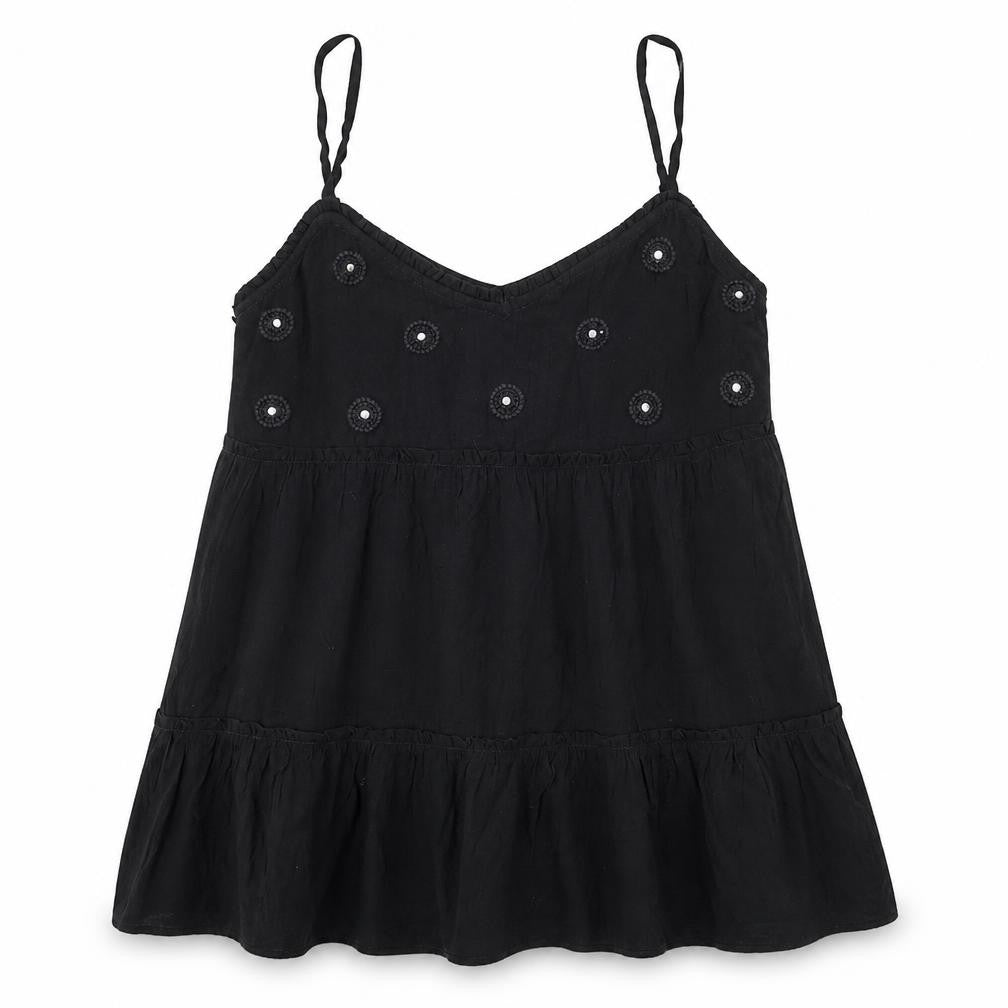 New Look Women's Black Camisole Size 12 Embroidered