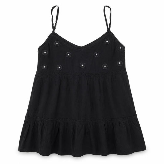New Look Women's Black Camisole Size 12 Embroidered