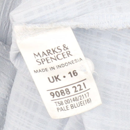 Marks & Spencer Women's Blue Button-Up Shirt 16