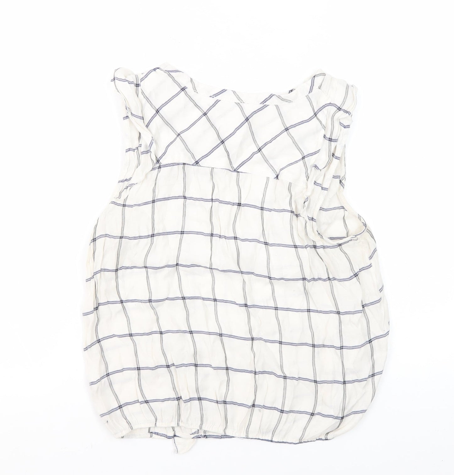 Pull&Bear Women's White Blouse Size 12 Sleeveless Check