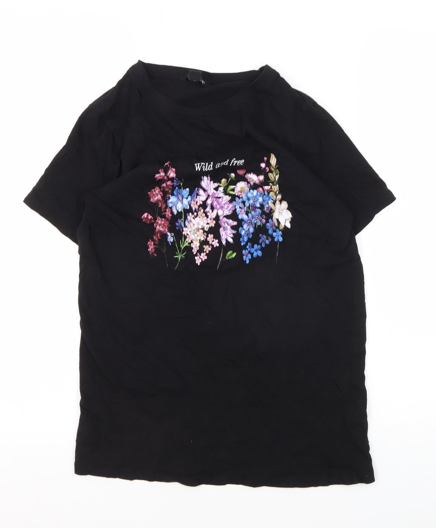 New Look Women's Black Floral Embroidered T-Shirt
