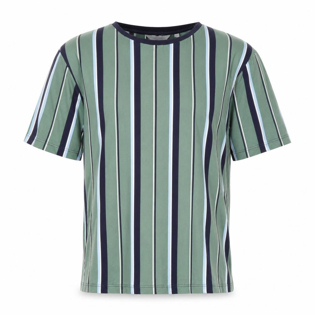Next Mens Green Striped Regular Fit T-Shirt Medium