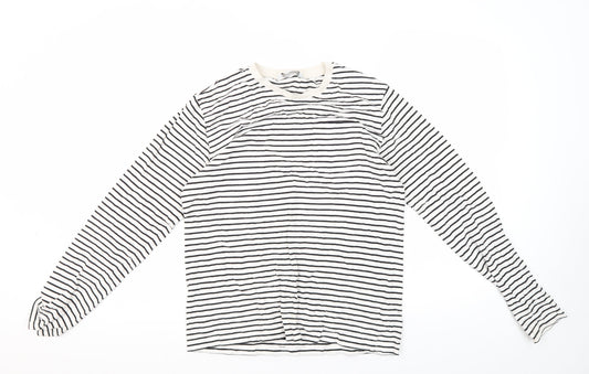 Next Women's Black Striped T-Shirt, Size S, Regular Fit
