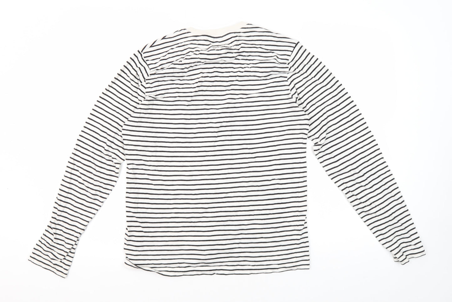Next Women's Black Striped T-Shirt, Size S, Regular Fit