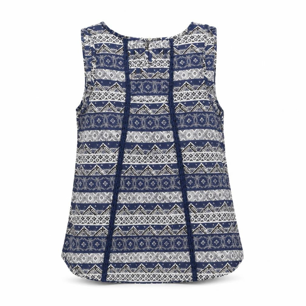 Fat Face Women's Blue Geometric Tank Top, Size 10