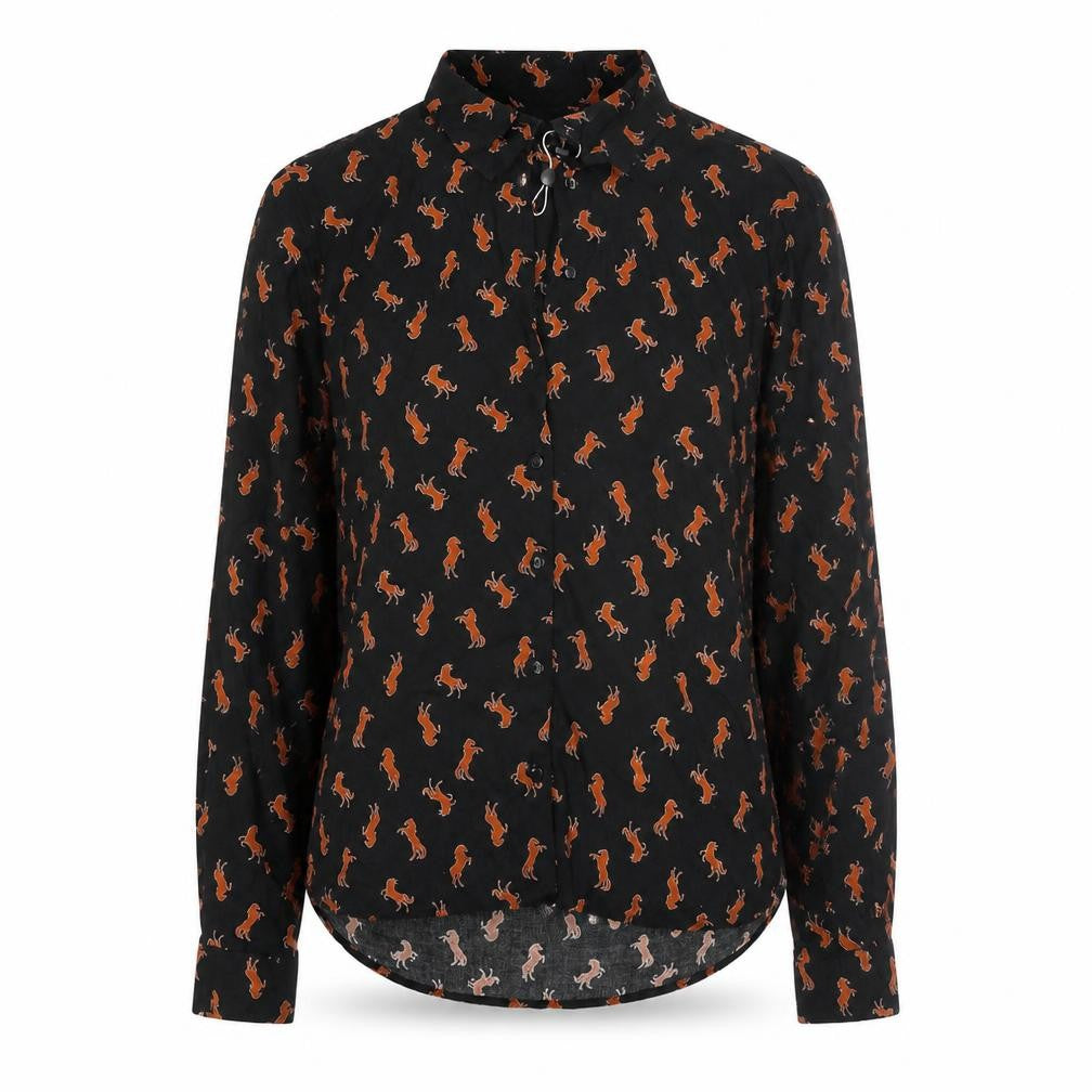 Monki Women's Black Animal Print Blouse, Size S