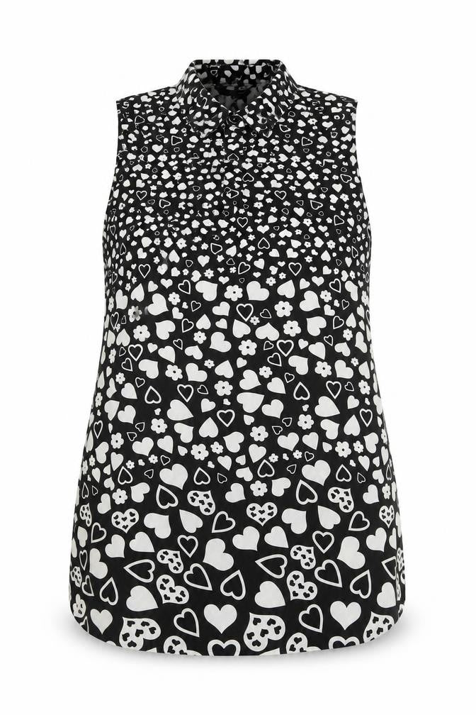 Red Herring Women's Black Heart Print Sleeveless Top
