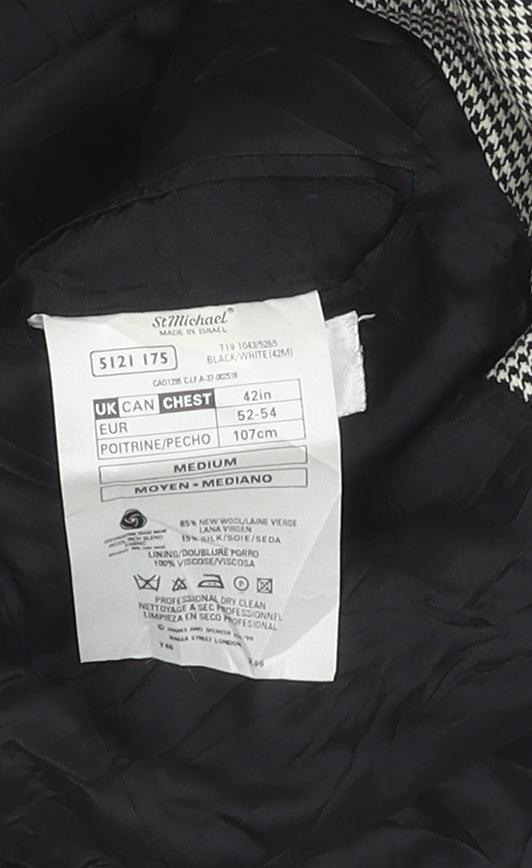 St Michael Men's Check Blazer 42R Black White Formal