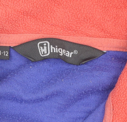 Brand and care label for Higear girls’ purple fleece pullover sweatshirt 11-12 years