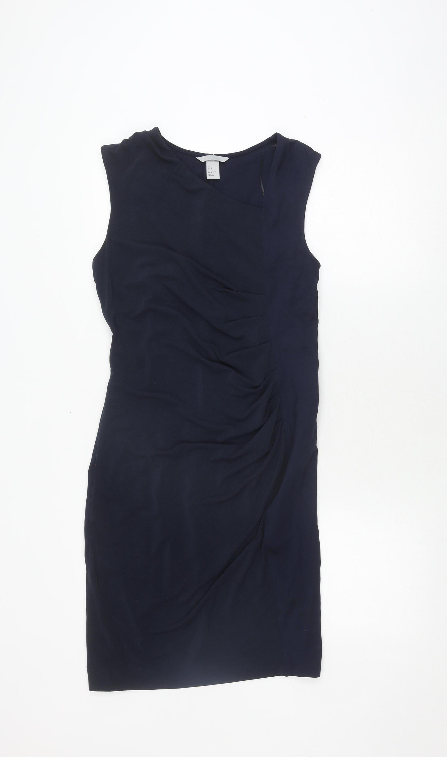 H&M Women's Blue Sheath Dress, Size 12, Sleeveless Elegant