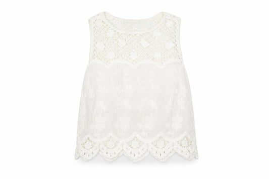 New Look Women's White Lace Camisole Blouse XS