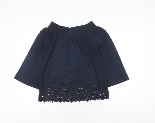 Adiva Women's Blue Crochet Accent Top, Size S