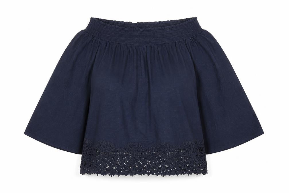Adiva Women's Blue Crochet Accent Top, Size S