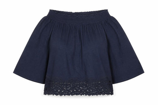 Adiva Women's Blue Crochet Accent Top, Size S