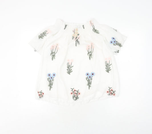 Quiz Women’s White Floral Embroidered Blouse, Size Small